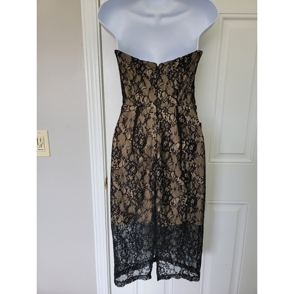NWT BEBE Sheila Strap Optional Deep V Lace Lined Dress Sexy Cocktail Size 4 - Picture 7 of 16